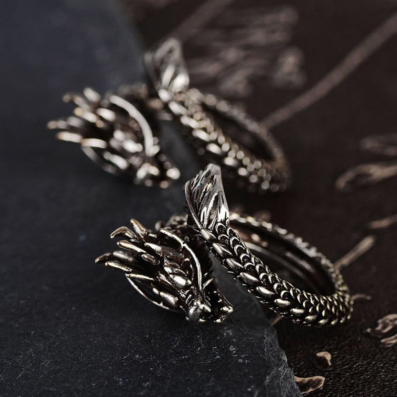 Fanduco Rings Adjustable Coiled Dragon Ring