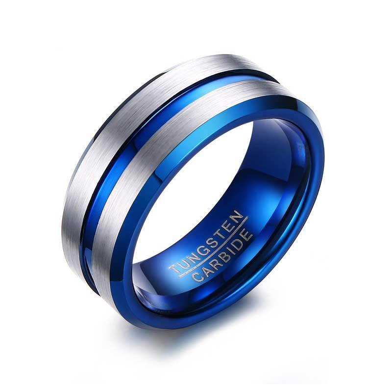 Fanduco Rings Blue Line Tungsten Carbide Ring