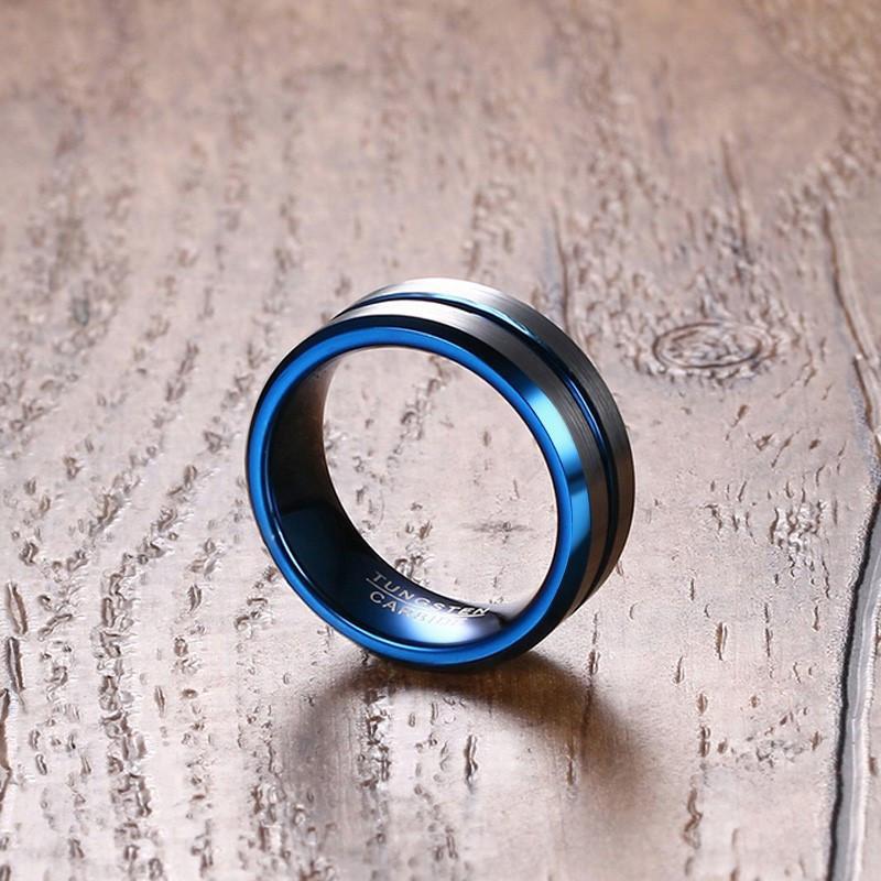Fanduco Rings Blue Line Tungsten Carbide Ring
