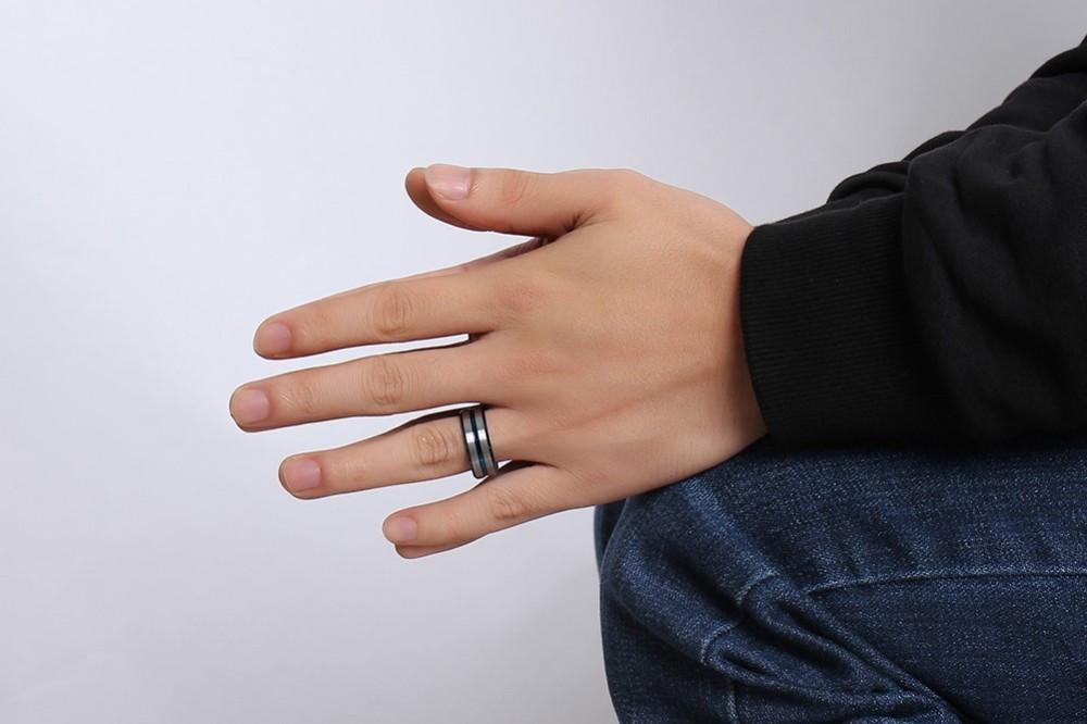 Fanduco Rings Blue Line Tungsten Carbide Ring
