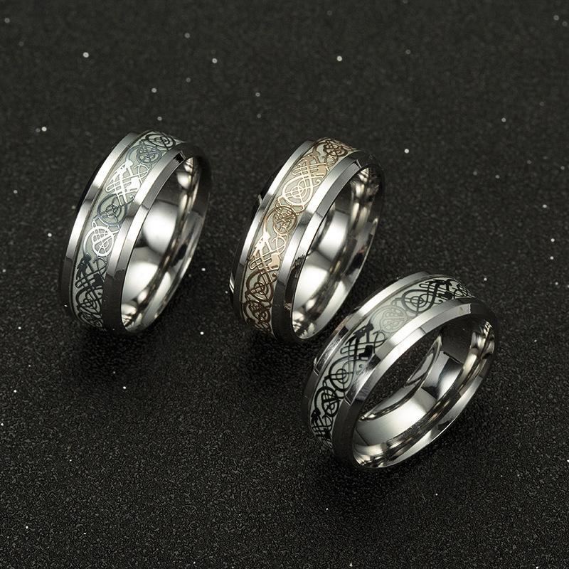 Fanduco Rings Celtic Dragon Glow In The Dark Ring