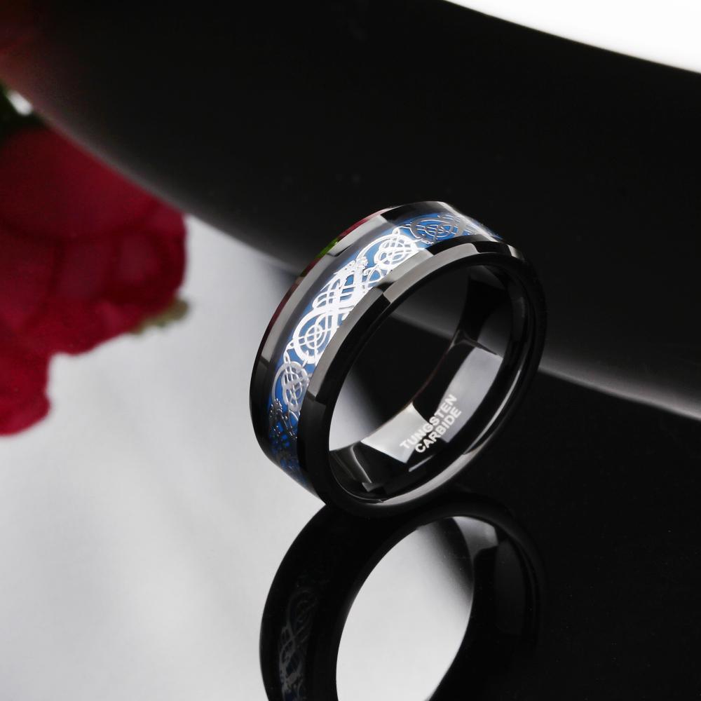Fanduco Rings Engravable Celtic Dragon Tungsten Carbide Rings
