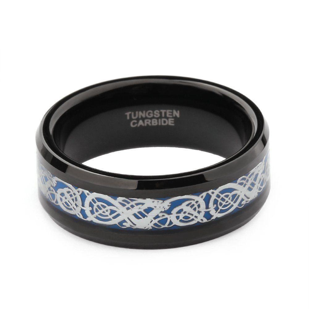 Fanduco Rings Engravable Celtic Dragon Tungsten Carbide Rings