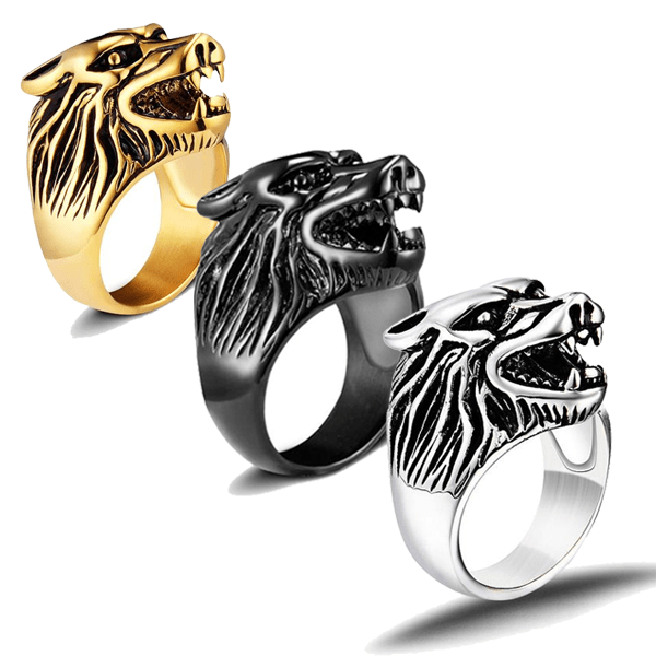 Fanduco Rings Steel Wolf's Head Ring