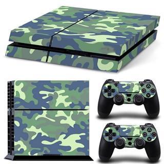Fanduco Skins Blue-Green Camo Skin Decals For Playstation 4 With 2 Controller Skins