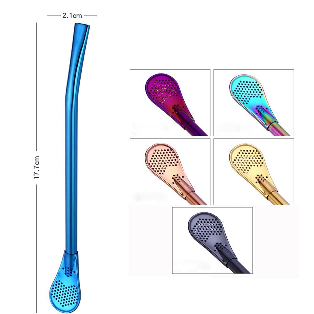 Fanduco Utensils Awesome Rainbow Steel Straw, Teaspoon And Filter Combo (Set of 3)