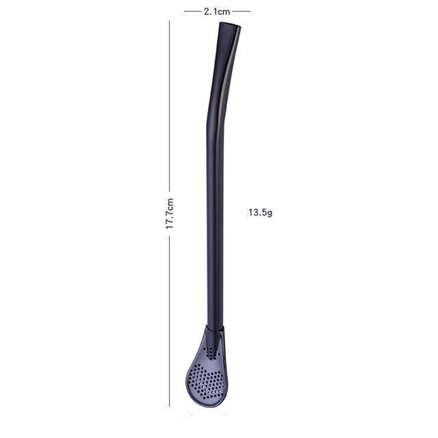 Fanduco Utensils Black Awesome Rainbow Steel Straw, Teaspoon And Filter Combo (Set of 3)