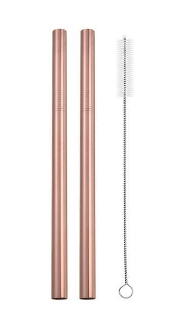 Fanduco Utensils Extra Wide (12mm) / Rose Gold Awesome Reusable Rainbow Stainless Steel Straws (Pack of 4 + Cleaning Brush)