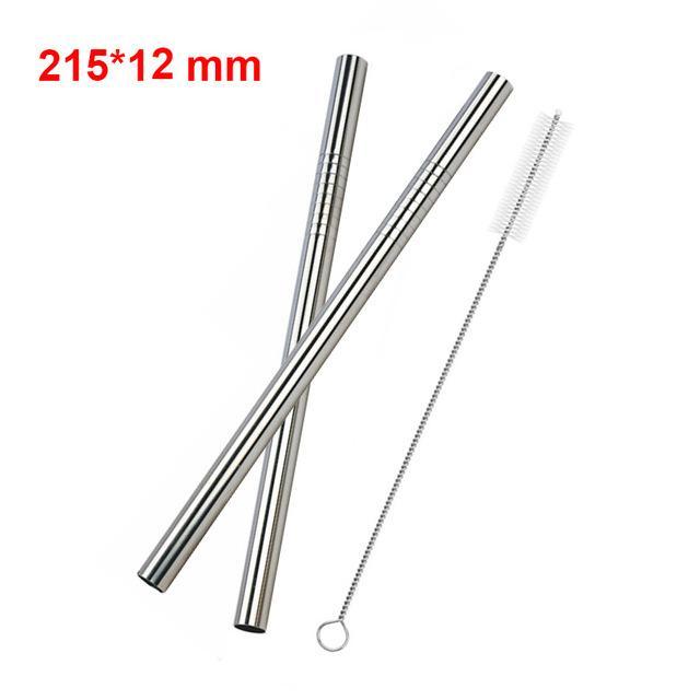 Fanduco Utensils Extra Wide (12mm) / Silver Awesome Reusable Rainbow Stainless Steel Straws (Pack of 4 + Cleaning Brush)