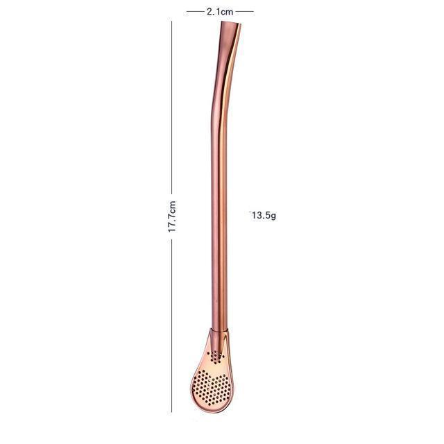 Fanduco Utensils Rose Gold Awesome Rainbow Steel Straw, Teaspoon And Filter Combo (Set of 3)