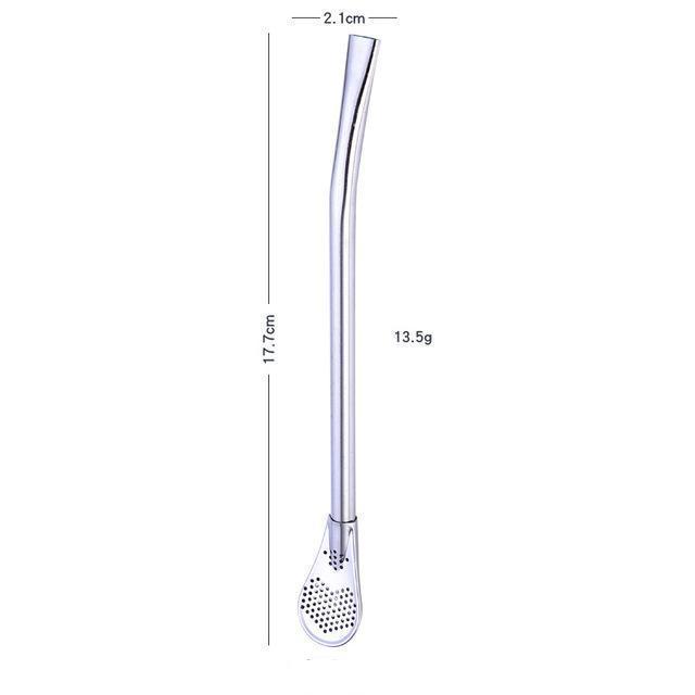 Fanduco Utensils Silver Awesome Rainbow Steel Straw, Teaspoon And Filter Combo (Set of 3)