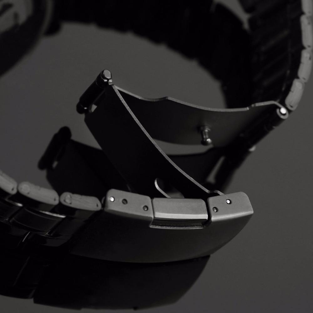 Fanduco Watches Black Stainless Steel Mechanical Skeleton Watch