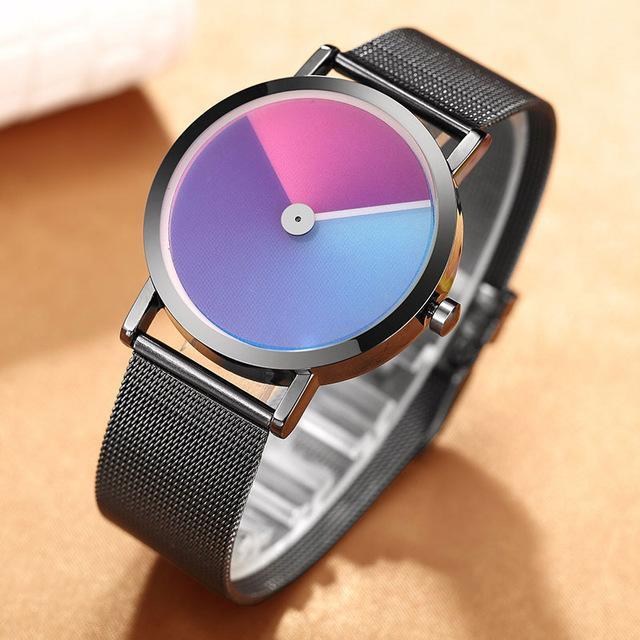 Fanduco Watches Black Steel Mesh Minimalist Swirling Time Watch