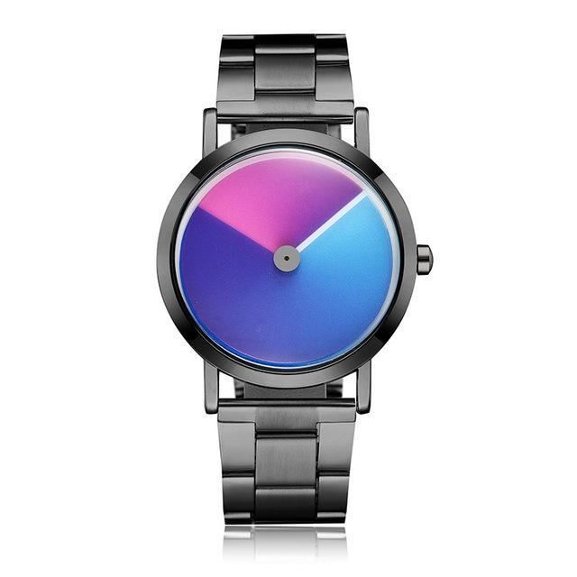 Fanduco Watches Black Steel Minimalist Swirling Time Watch