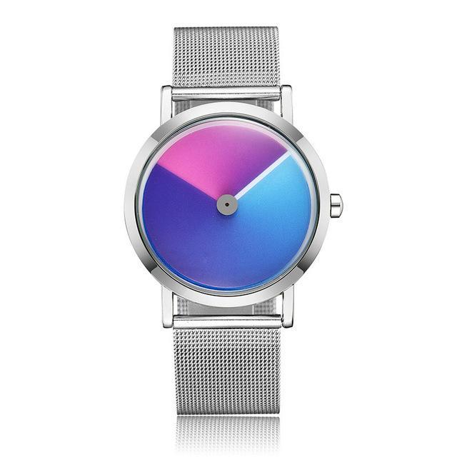 Fanduco Watches Silver Steel Mesh Minimalist Swirling Time Watch