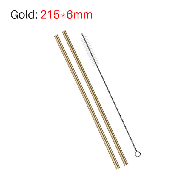 Awesome Reusable Rainbow Stainless Steel Straws (Pack of 4 + Cleaning Brush)