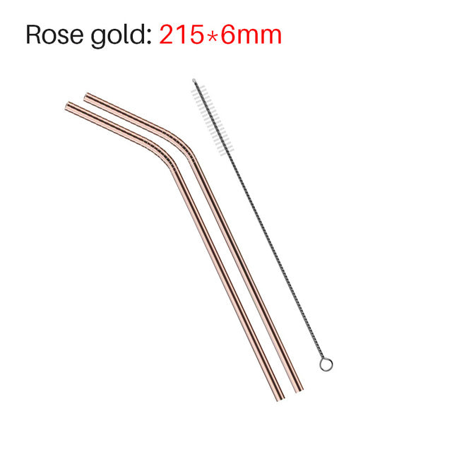 Awesome Reusable Rainbow Stainless Steel Straws (Pack of 4 + Cleaning Brush)