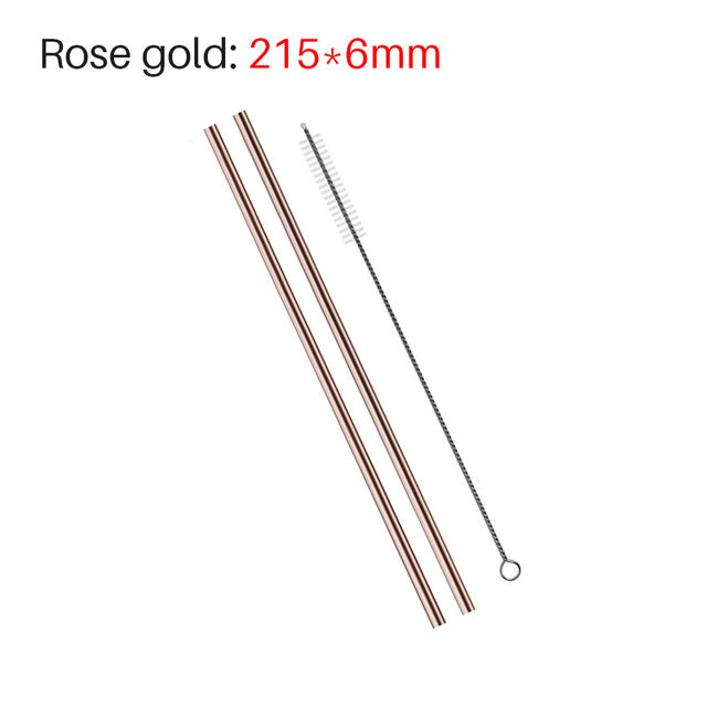 Awesome Reusable Rainbow Stainless Steel Straws (Pack of 4 + Cleaning Brush)