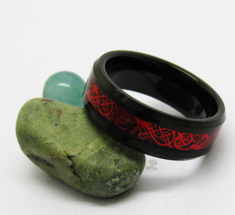 Red Celtic Dragon Rings
