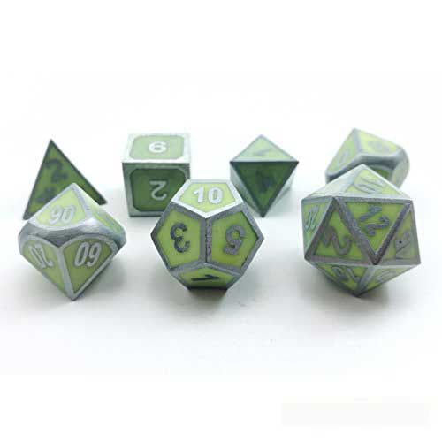 Glow in the Dark Metal Polyhedral Dice Set