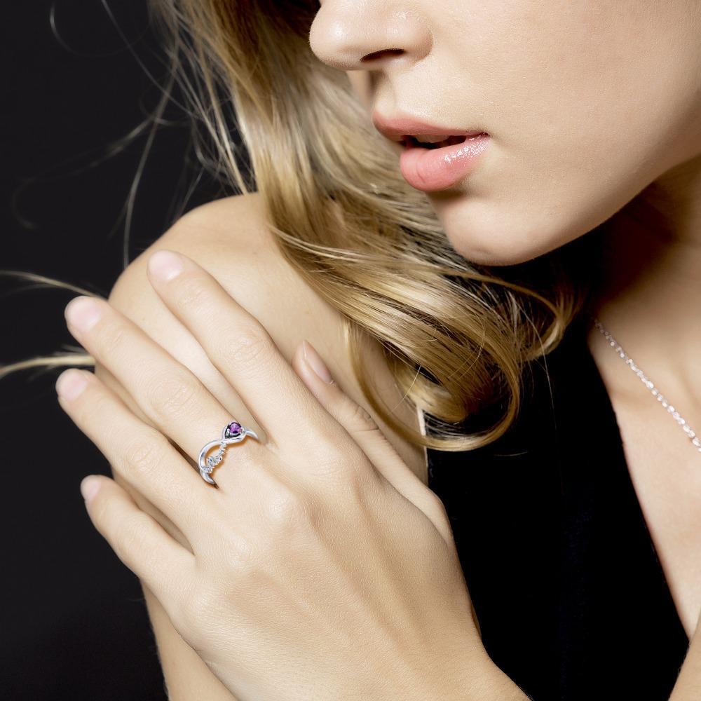JewelOra Rings Sterling Silver Mom Infinity Birthstone Ring