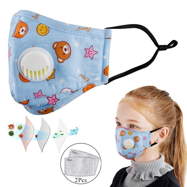 Valved Air Mask With Replaceable PM2.5 Filters For Children