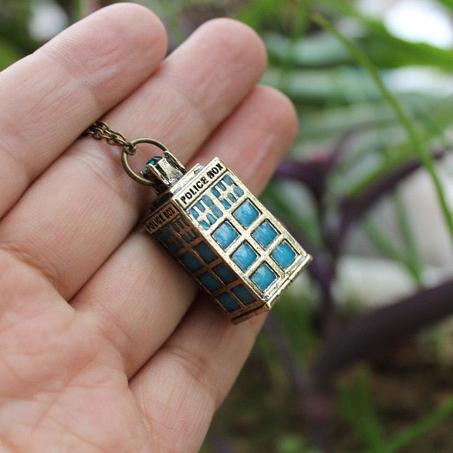 Glow In The Dark Police Box Necklace