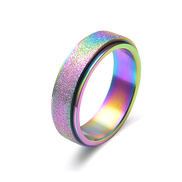 Frosted Rainbow Spinner Rings