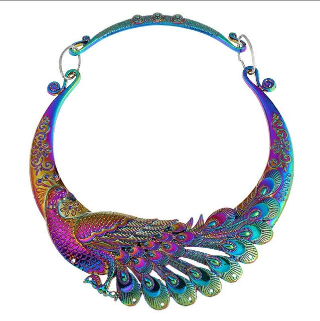 Rainbow Peacock Necklace