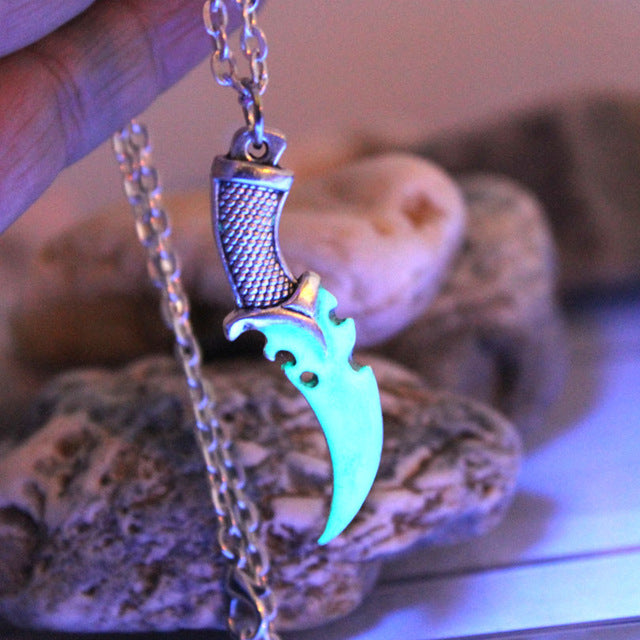 Glow In The Dark Tribal Dagger Necklace