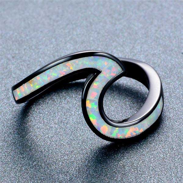 Fire Opal Wave Rings