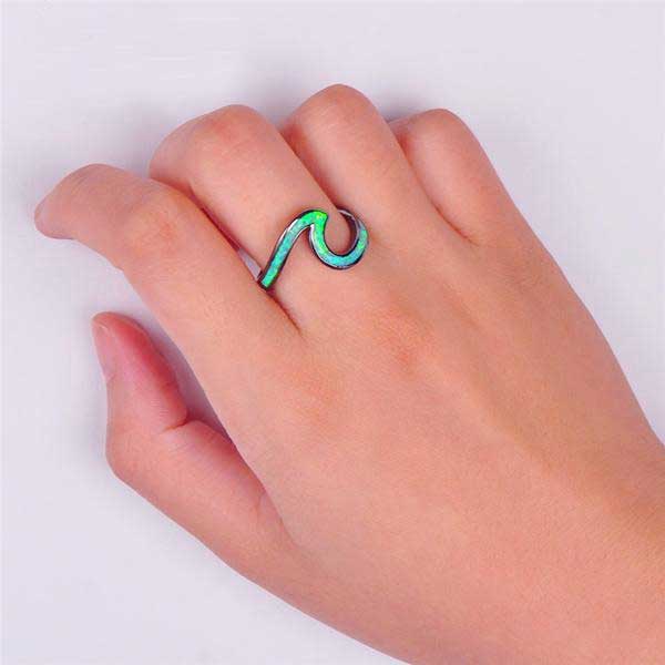 Fire Opal Wave Rings
