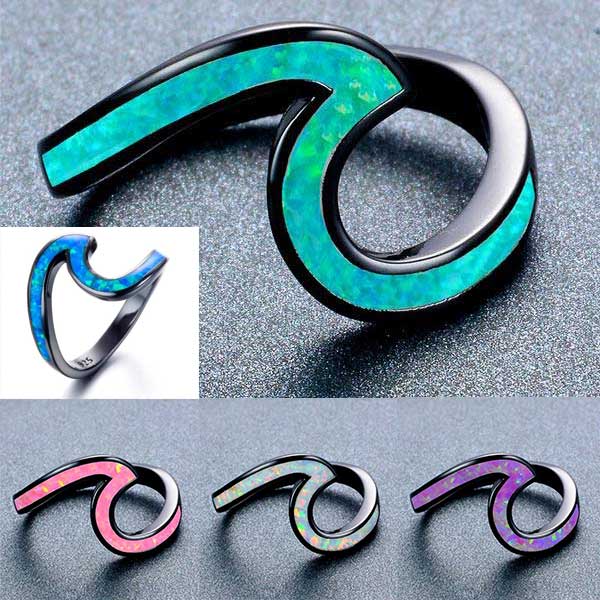 Fire Opal Wave Rings