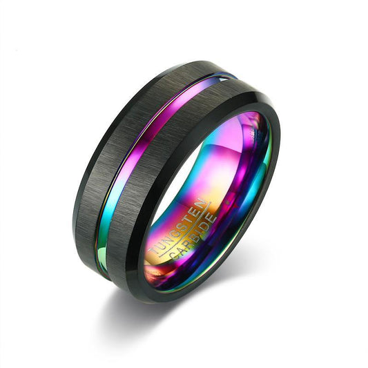 The Rainbow Line Tungsten Carbide Ring