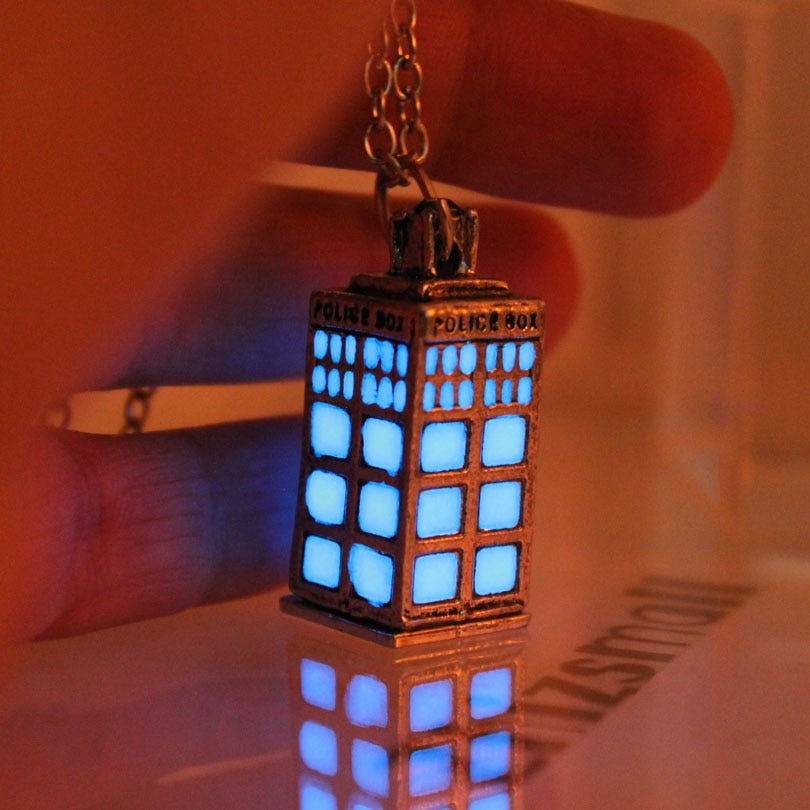 Glow In The Dark Police Box Necklace