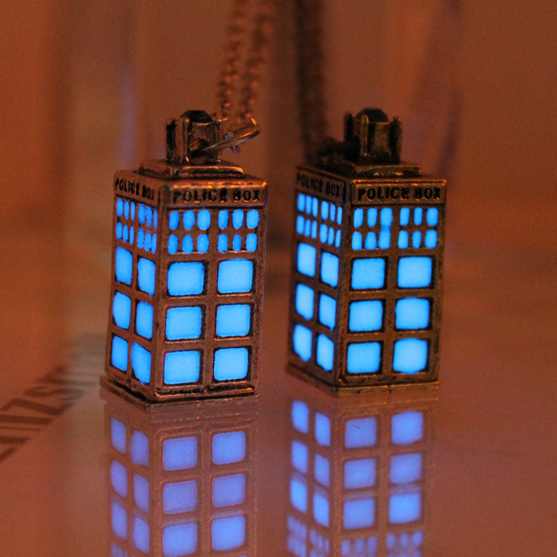 Glow In The Dark Police Box Necklace