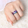 Rainbow Titanium Paw Print Ring