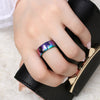 Rainbow Titanium Paw Print Ring