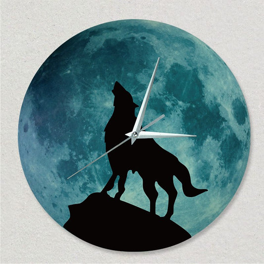 Glow in the Dark Howling Wolf Moon Clock