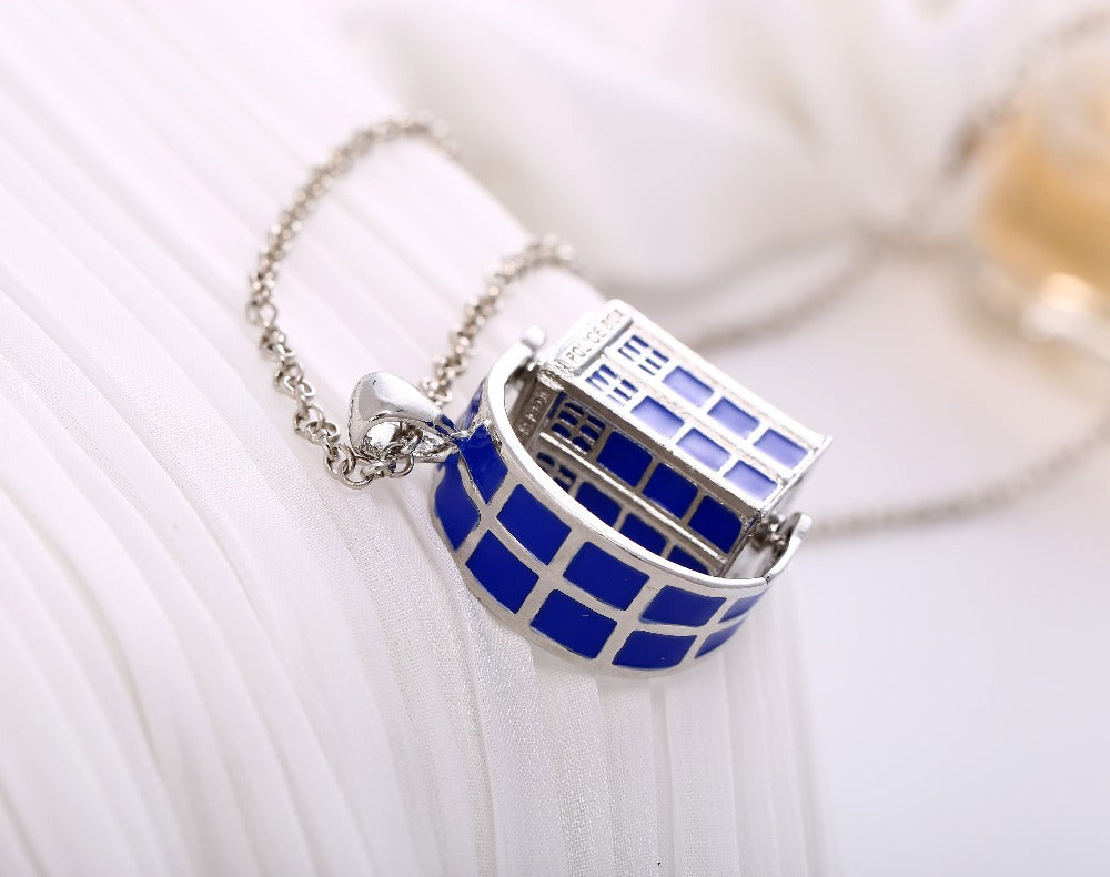 Rotating Police Box Necklace