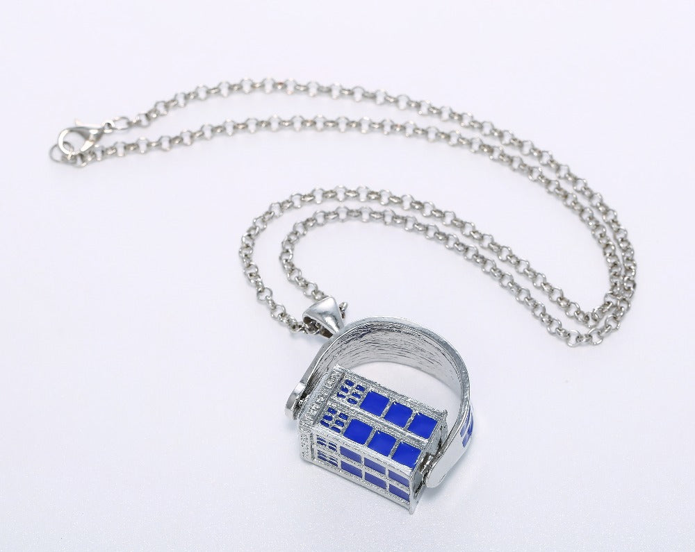 Rotating Police Box Necklace