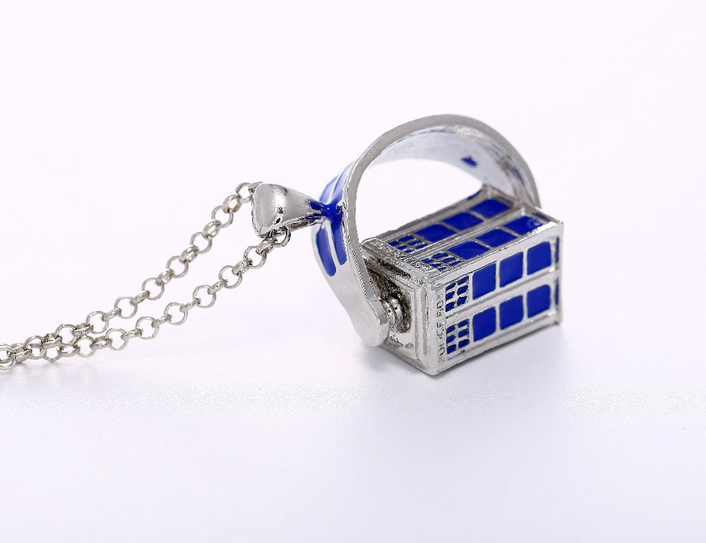 Rotating Police Box Necklace