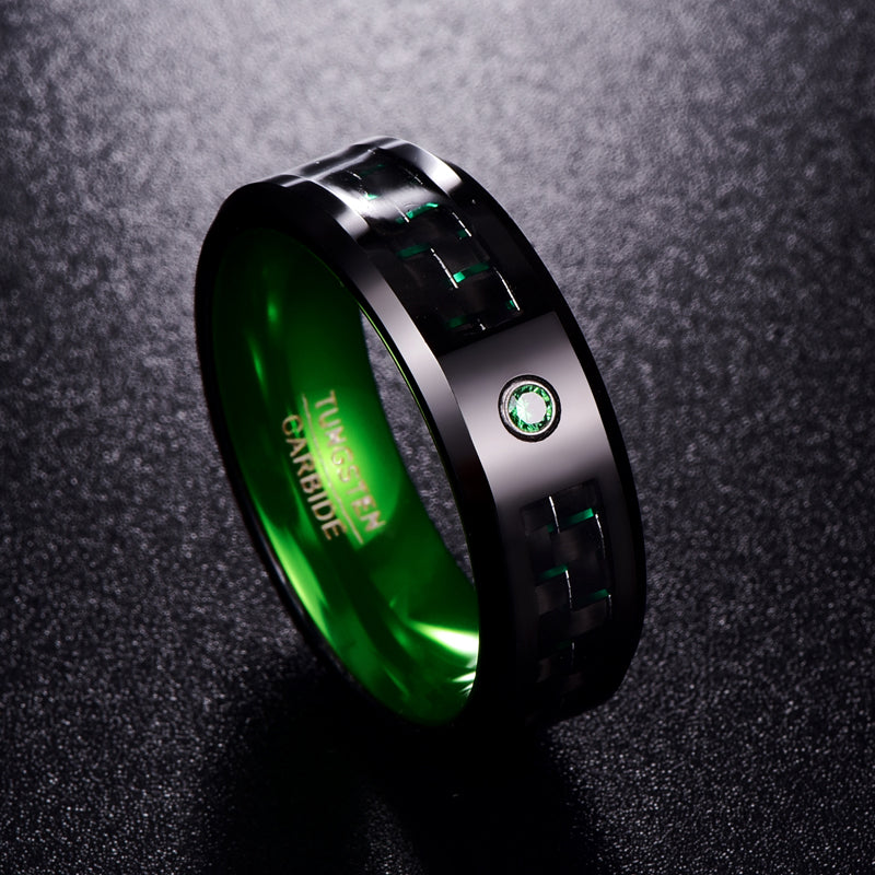 Interlocked Carbon Fiber Tungsten Carbide Rings