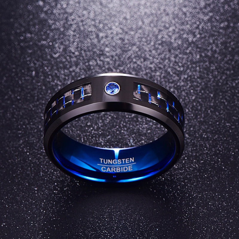 Interlocked Carbon Fiber Tungsten Carbide Rings
