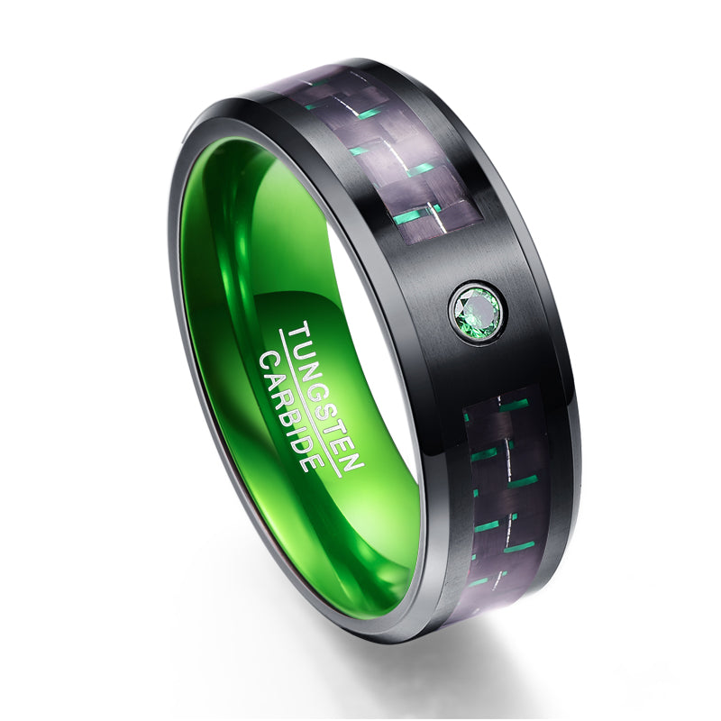 Interlocked Carbon Fiber Tungsten Carbide Rings