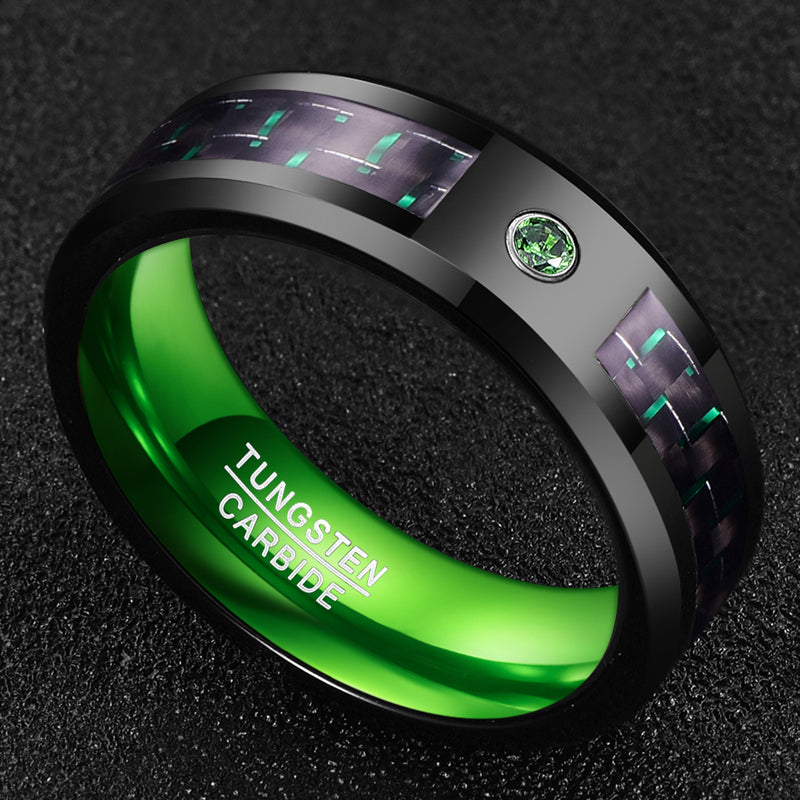 Interlocked Carbon Fiber Tungsten Carbide Rings
