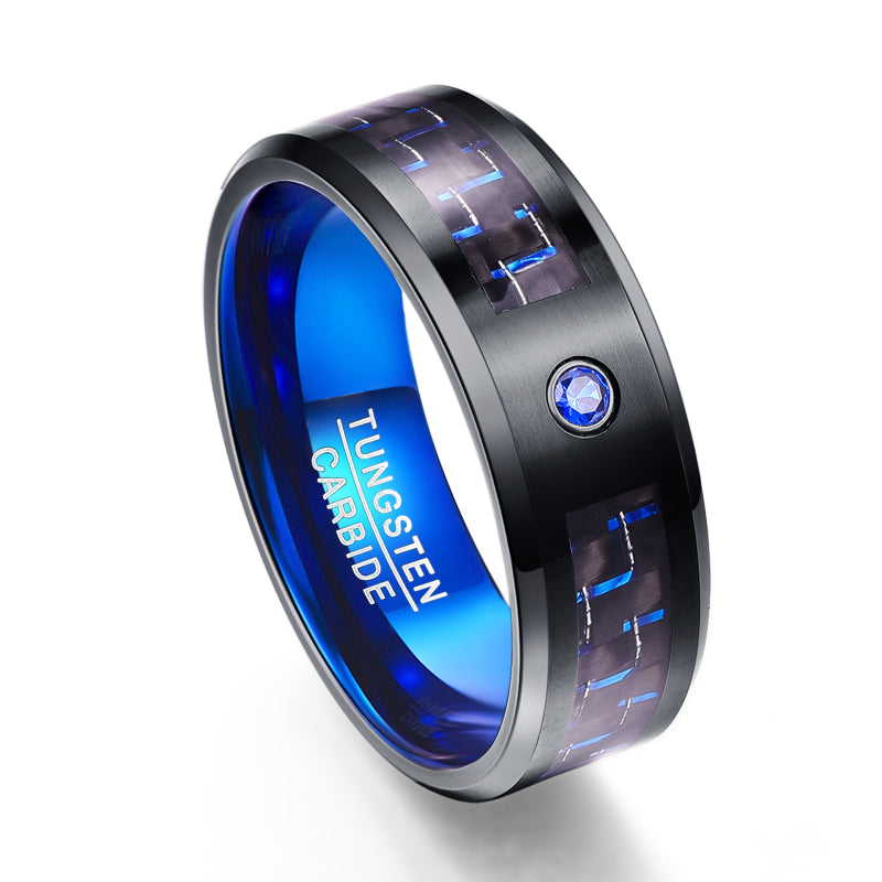 Interlocked Carbon Fiber Tungsten Carbide Rings