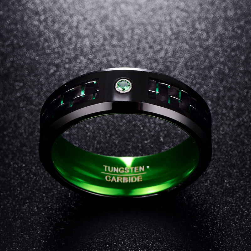 Interlocked Carbon Fiber Tungsten Carbide Rings
