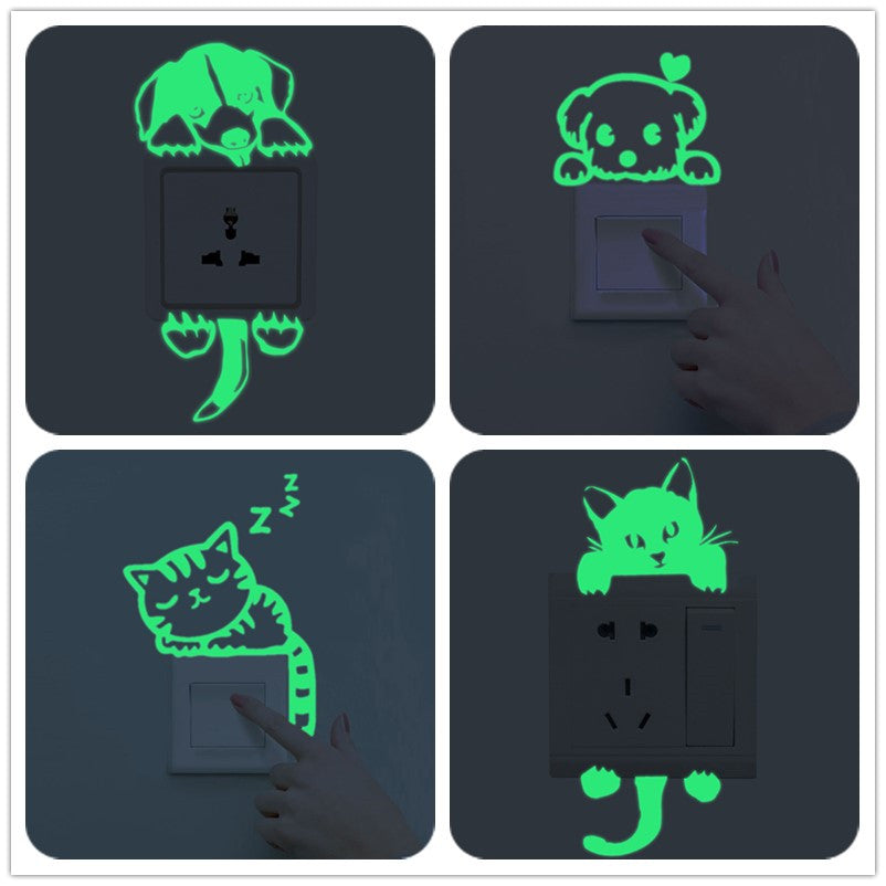 Glow In The Dark Cat & Dog Decals (Set of 4)
