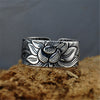Sterling Silver Heart Sutra Lotus Ring